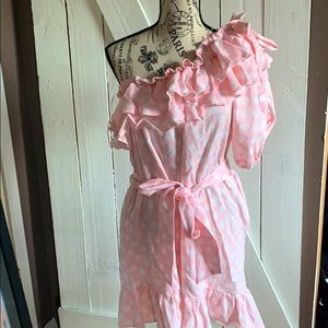 Pink and white polk a dot dress - medium